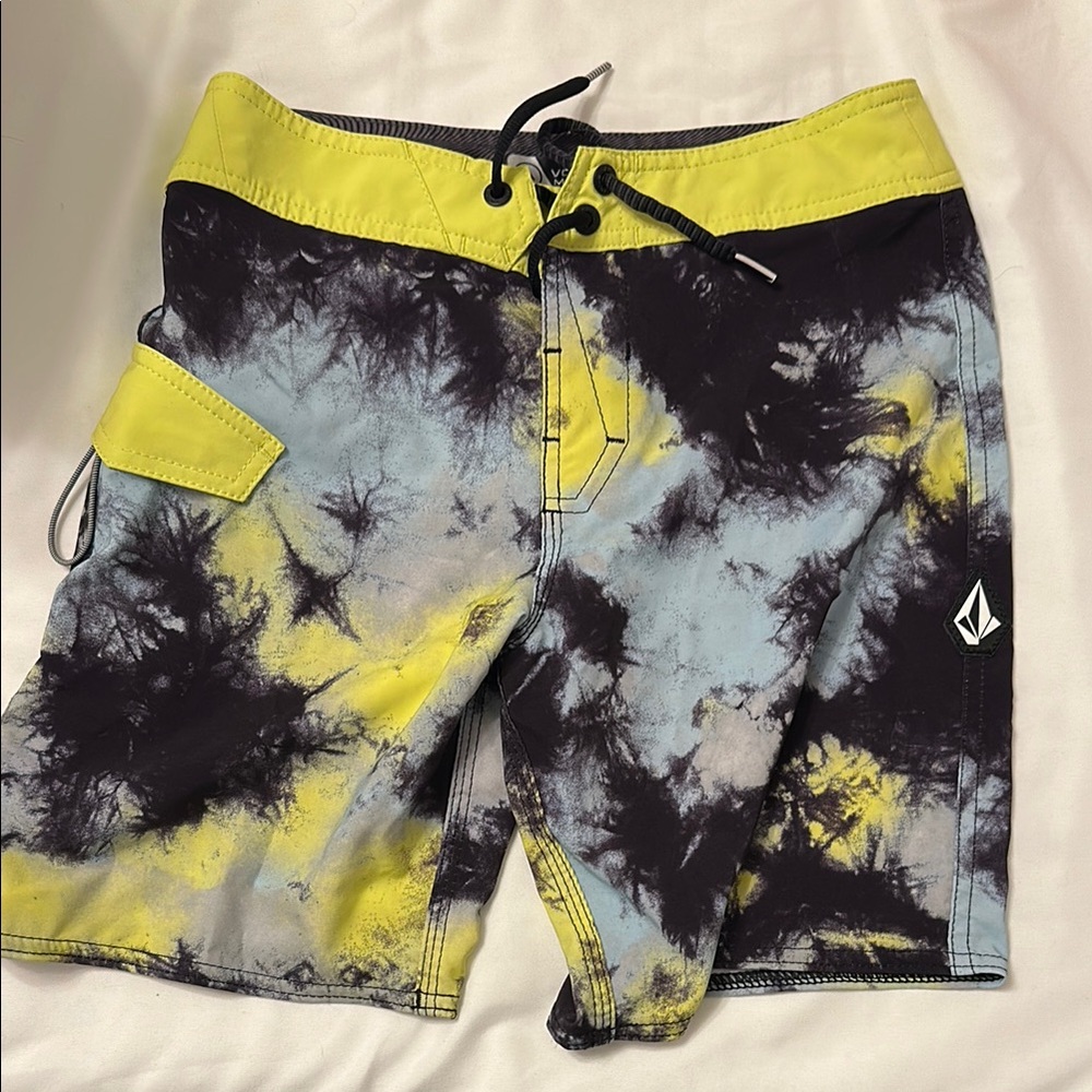 Volcom Yellow and Black Board Shorts